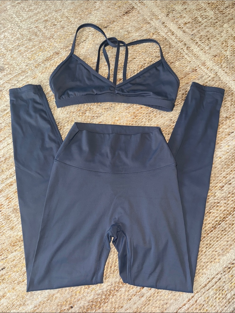 Slate blue Leggings with Strappy Bralette